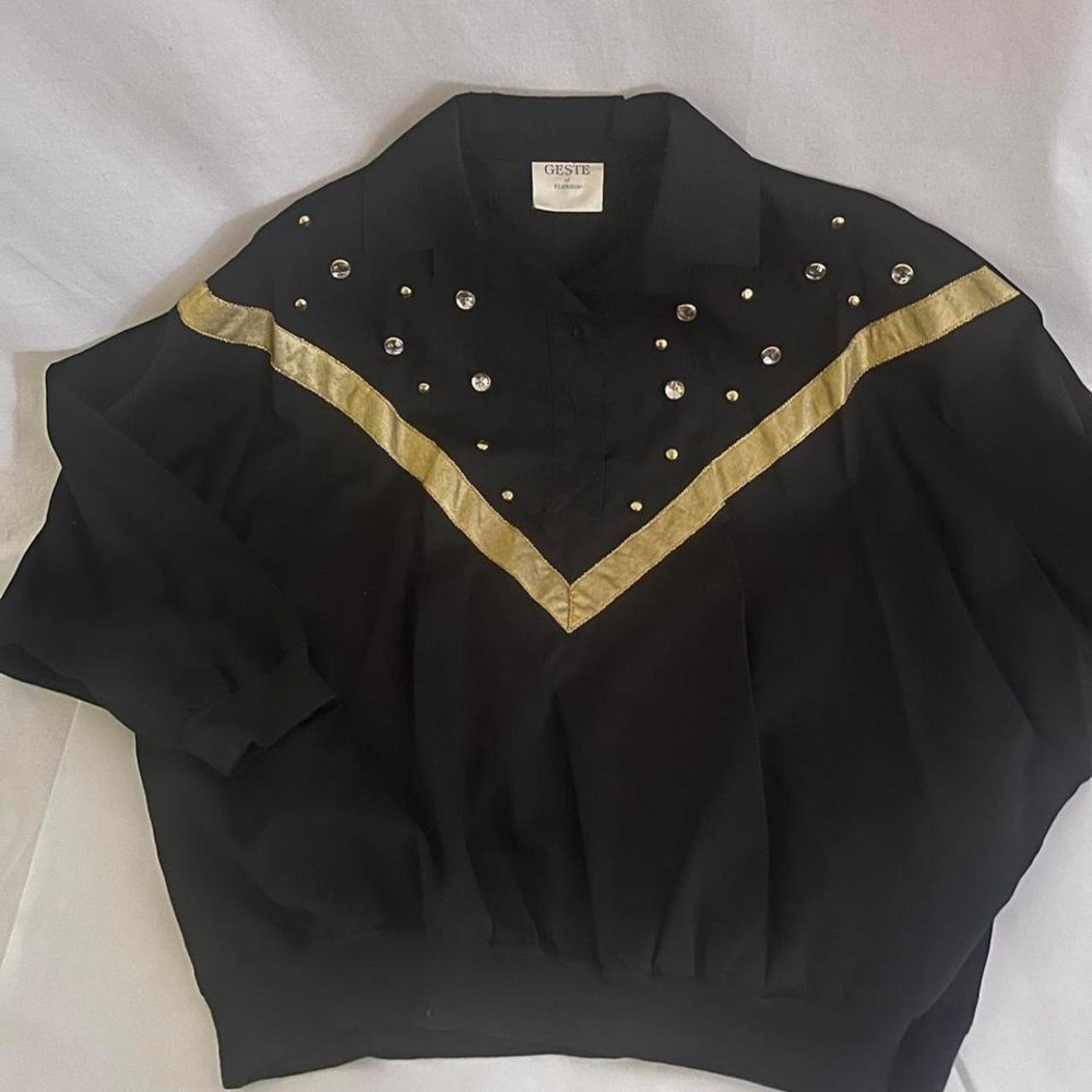 Vintage 90's blouse black retro no size‎ but measurements in pictures like a med